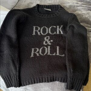 Wooden Ships Black Knit Logo Label Sweater